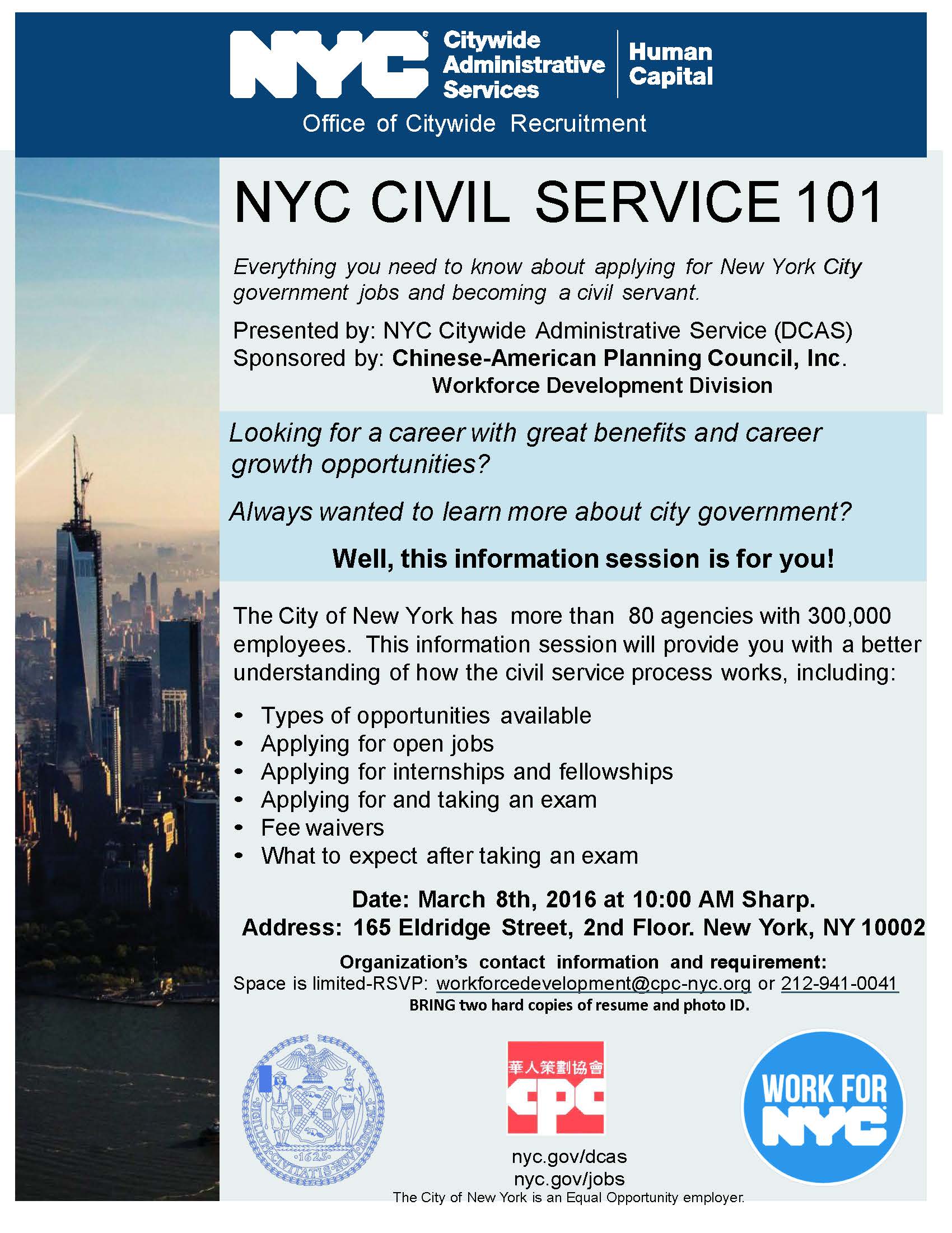 New York City Civil Service Information Session 20160308